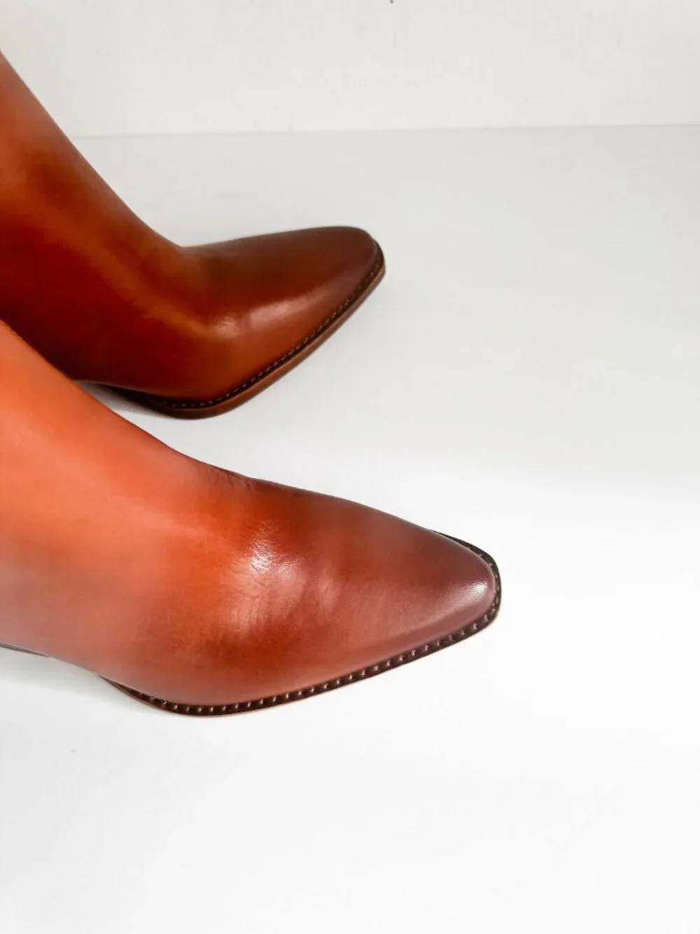 Vince Camuto Paulie Over-the-Knee Leather Boots Cognac Brown 7 X-WIDE CALF
